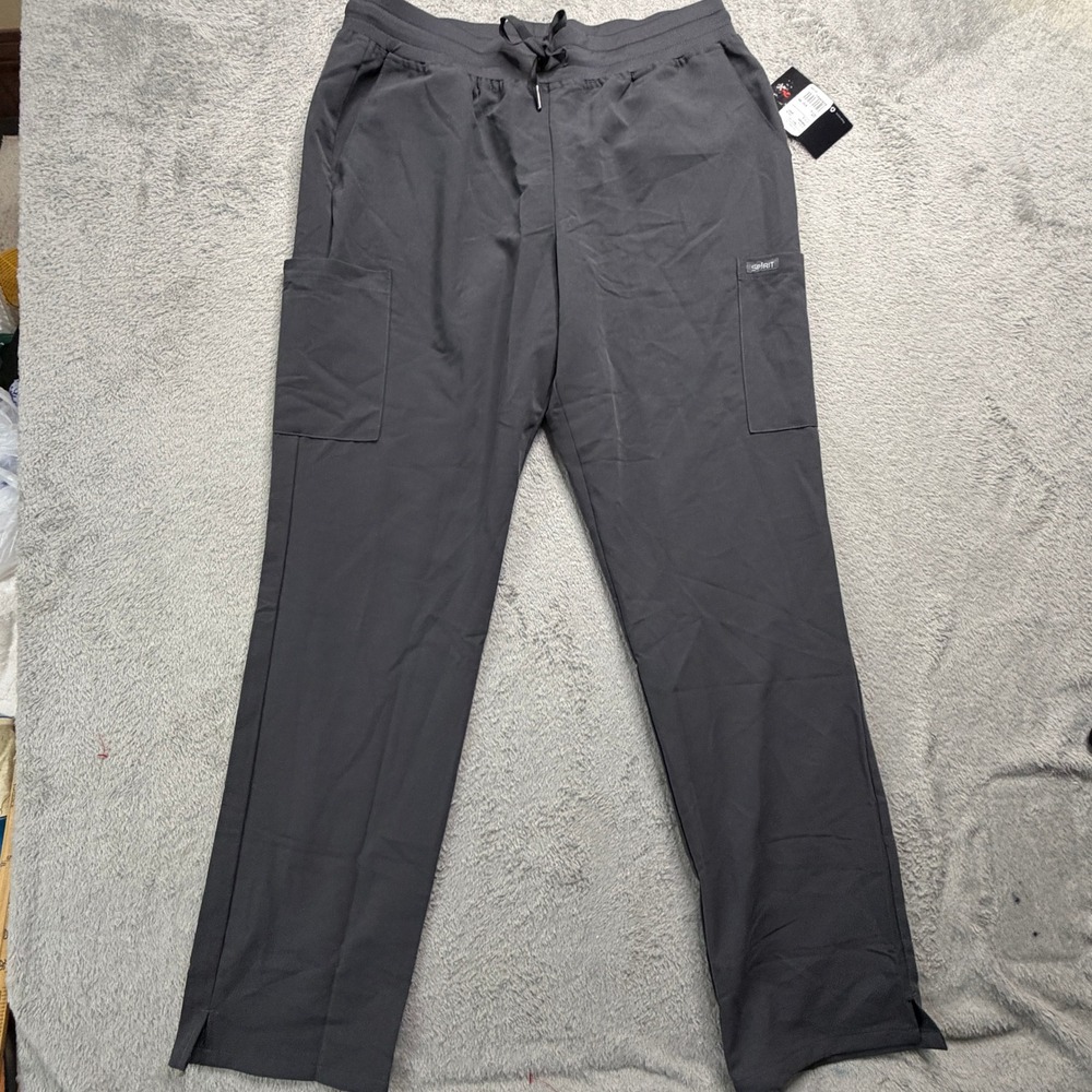 Spirit Scrubs Mens Straight Leg Cargo Scrub Pants Gray PWB409 Size L NWT